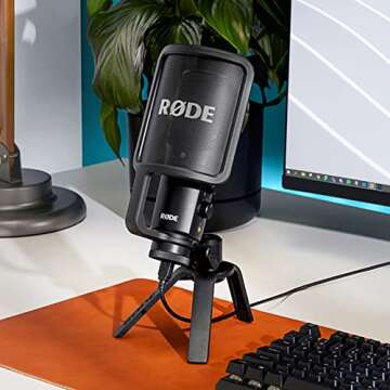 RØDE NT-USB Versatile Studio-quality Condenser USB Microphone with Pop Filter and Tripod for Streaming, Gaming, Podcasting, Music Production, Vocal and Instrument Recording