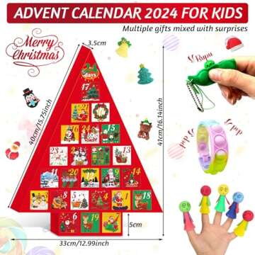 Fidget Advent Calendar 2024, 24 Days Christmas Holiday Countdown Advent Calendars for Kids & Adults, Fidget Toys Surprise Gifts Sensory Toy Surprise Christmas Goodies for Girls Boys (40~60 pcs)