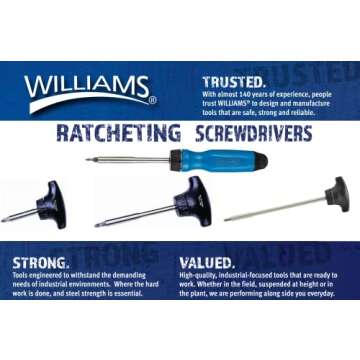 Williams JHWWRS-1 Magnetic Multi-bit Ratcheting Screwdriver, 9-Inch