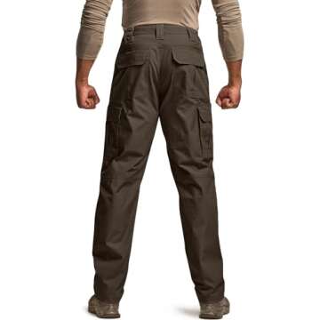 CQR Men's Tactical Pants, Water Resistant Ripstop Cargo Pants, Lightweight EDC Hiking Work Pants, Outdoor Apparel, Raider Dark Brown, 28W x 30L