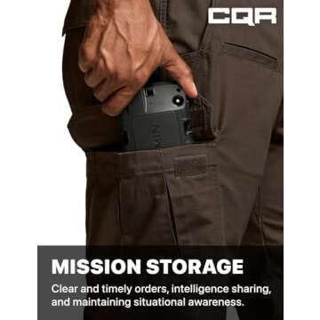 CQR Men's Tactical Pants, Water Resistant Ripstop Cargo Pants, Lightweight EDC Hiking Work Pants, Outdoor Apparel, Raider Dark Brown, 28W x 30L