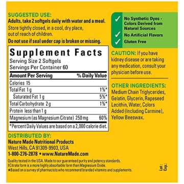 Nature Made Magnesium Citrate Softgels, 250 mg