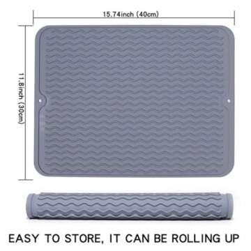 Eco-Friendly Silicone Dish Drying Mat - 16x12 Size