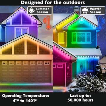 200FT Permanent Outdoor RGB Lights,IP67 Waterproof Smart LED Eaves Lights with App/Remote Control,for Christmas and All Holiday Decor,Daily and Accent Lighting,House Roof and Garden Lighting