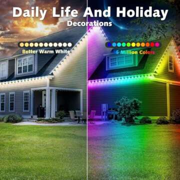 200FT Permanent Outdoor RGB Lights,IP67 Waterproof Smart LED Eaves Lights with App/Remote Control,for Christmas and All Holiday Decor,Daily and Accent Lighting,House Roof and Garden Lighting