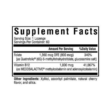 Seeking Health Methyl B12 with L-Methylfolate - MTHFR Support Supplement - Methylation Support Supplement - Lozenges to Support Brain Health & Energy - 60 Lozenges