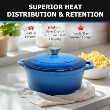 4.5 QT Enameled Cast Iron Dutch Oven in Aqua Blue