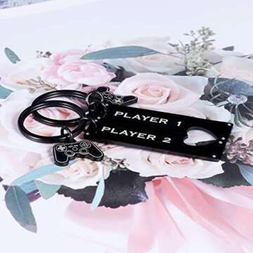 Boyfriend Gifts from Girlfriend Funny Gamer Player 1 Player 2 Matching keychain for Gamer Boyfriend Couple Keyring to My Man Husband Fiance Gift from Wife Fiancee Valentine Birthday Anniversary