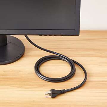 6ft AC Power Cord for Monitors & TVs - Amazon Basics