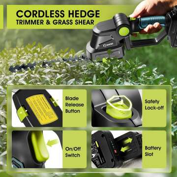 Saker Cordless Hedge Trimmer - 20V Electric Lawn Shears