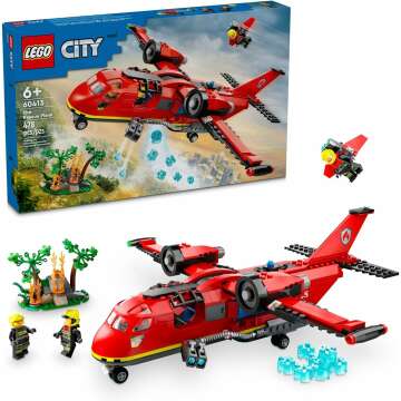 LEGO City Fire Rescue Plane Toy for Kids and Fans of Firefighter Toys, Fun Birthday Gift Idea for Boys and Girls Ages 6+ who Love Airplane Toys and Imaginative Play, Includes 3 Minifigures, 60413