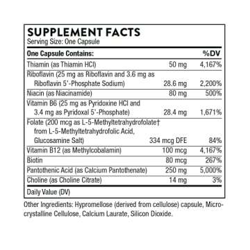 THORNE Stress B-Complex - Vitamins B2, B6, B12, and Folate in Highly-Absorbable and Active Forms - Extra Vitamin B5 for Adrenal Support, Stress Management and Immune Function - 60 Capsules