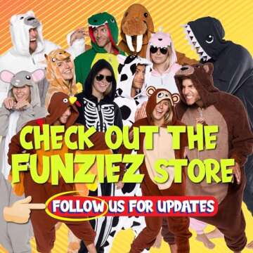 Funziez! Adult Onesie Halloween Costume - Animal and Sea Creature - Plush One Piece Cosplay Suit for Adults, Men and Women Cow