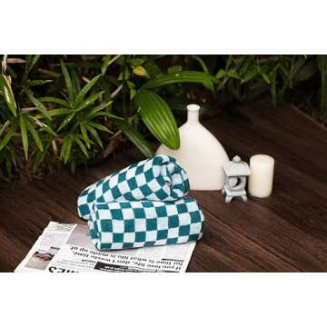 Madi-Cadi Luxurious Checkered Cotton Hand Towels Set of 5 - Soft, Absorbent, and Decorative Checkered Design for Bathroom, Kitchen, Gym, and Spa - 13 x 29 Inches for Any Occasion