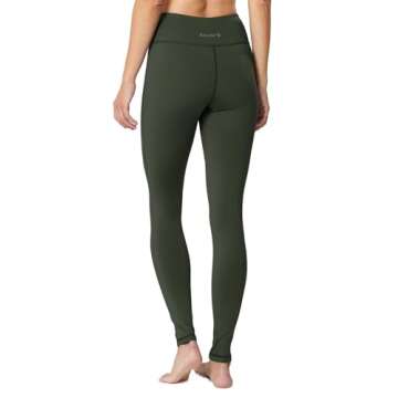 BALEAF Leggings for Women Fleece Lined Thermal Warm Winter Tights High Waisted Thick Yoga Pants Cold Weather Inner Pocket Army Green XS