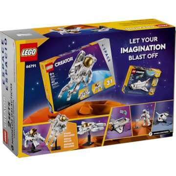 LEGO Creator Space Play Pack Building Toys Set - Space Toys for Kids, Boys & Girls, Ages 9+ - 6 Building Options Including an Astronaut, Spaceship, & More - Gift Ideas for Birthdays - 66791