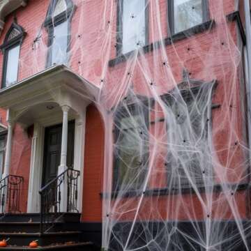 Mcupper 1400 sqft Spider Web Halloween Decoration, Soft Halloween Spider Webs Decoration with 150 Fake Spiders, Super Stretchy Cobweb for Indoor and Outdoor Decor