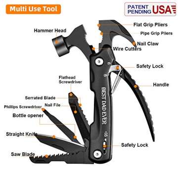 VEITORLD Gifts for Dad from Wife Daughter Son, Dad Gifts Who Wants Nothing, Birthday Gift Ideas for Men Father Him, All in One Tools Mini Hammer Multitool, Cool Gadgets Presents