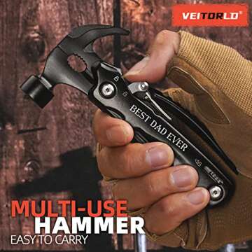 VEITORLD Gifts for Dad from Wife Daughter Son, Dad Gifts Who Wants Nothing, Birthday Gift Ideas for Men Father Him, All in One Tools Mini Hammer Multitool, Cool Gadgets Presents