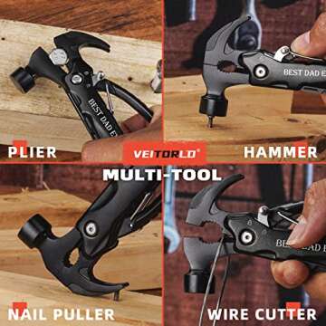 VEITORLD Gifts for Dad from Wife Daughter Son, Dad Gifts Who Wants Nothing, Birthday Gift Ideas for Men Father Him, All in One Tools Mini Hammer Multitool, Cool Gadgets Presents