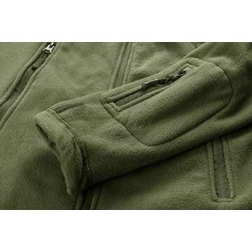 CRYSULLY Mans Army Multi-Pocket Full Zip Outerdoor Tactical Jackets Warm Hoodie Parka Jacket Green