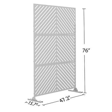 Elevens Free Decorative Privacy Screen with Stand, Outdoor Decor Privacy Fence Screen Metal Fence Panels, Outdoor Divider for Garden Patio Backyard, White-Arrow (A-GE04007)