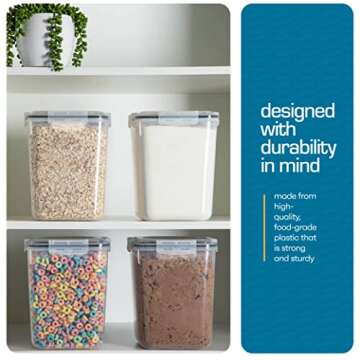 Storeganize Flour Sugar Storage Containers (5.3L/4pk) Great Rice Canisters Sets For The Kitchen pantry, Large Food Storage Containers With Lids Airtight