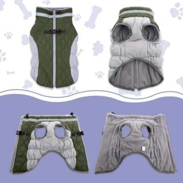 Lelepet Warm Dog Winter Coat Dog Coat Fleece Dog Jacket with Harness Dog Cold Weather Coats Windproof Reflective Turtleneck XS Dog Coat Dog Fleece Vest with Zipper Dog Coat for Small Medium Large Dogs