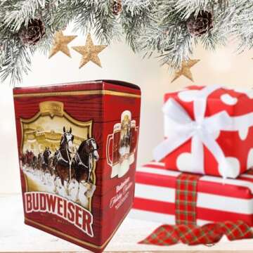 Budweiser 2024 91st Anniversary Limited Edition Collectors SERIES #45 Clydesdale Holiday Stein - Ceramic Beer Mug - Christmas Gift for Men, Father, Husband - Collectable Room Decor for Den, Man Cave