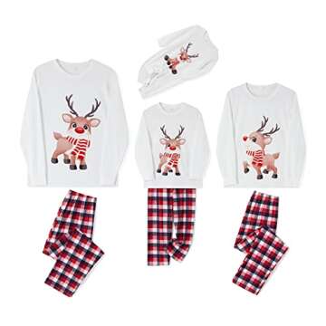 OAKFashion Christmas Family Pajamas Holiday Christma Pajama Family Matching Pjs Set Cute Sleepwear Elk Xmas Jammies for Couples Youth(#A311, Dad, S)