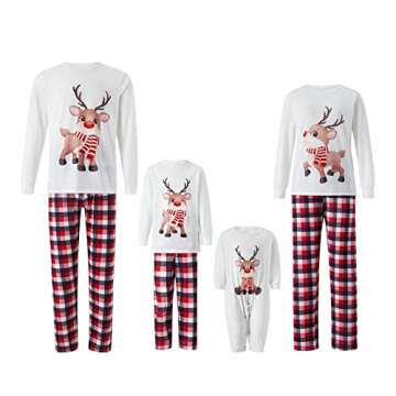 OAKFashion Christmas Family Pajamas Holiday Christma Pajama Family Matching Pjs Set Cute Sleepwear Elk Xmas Jammies for Couples Youth(#A311, Dad, S)