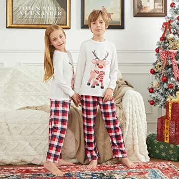 OAKFashion Christmas Family Pajamas Holiday Christma Pajama Family Matching Pjs Set Cute Sleepwear Elk Xmas Jammies for Couples Youth(#A311, Dad, S)