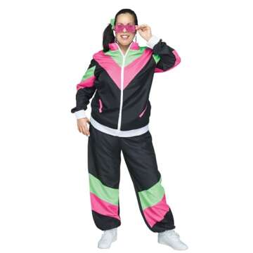 Fun World 80s Track Suit Adult Costume, Plus Size 2X-Large