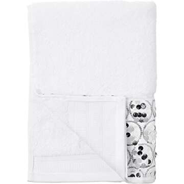 Popular Bath Sinatra Modern Bathroom Towel Set 3 Piece Hand and Wash Towel Luxury Contemporary Decor Bling Bath Towel Sets Soft, Plush and Highly Absorbent, White