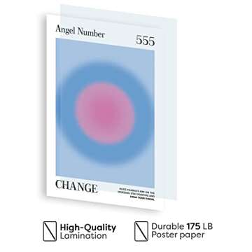 Teevoke 16x24 - Angel Number 555 Poster Unframed, Change, Aura Gradient Print, Spiritual Posters, Magical, Spirit Guide, Spirituality, Divine Wall Posters, Connection, Angel Number Posters