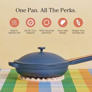 Our Place 10.5-Inch Ceramic Nonstick Skillet Pan, Toxin-Free with Stainless Steel Handle, Oven Safe - Blue Salt