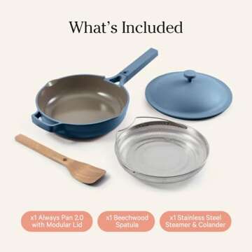 Our Place 10.5-Inch Ceramic Nonstick Skillet Pan, Toxin-Free with Stainless Steel Handle, Oven Safe - Blue Salt