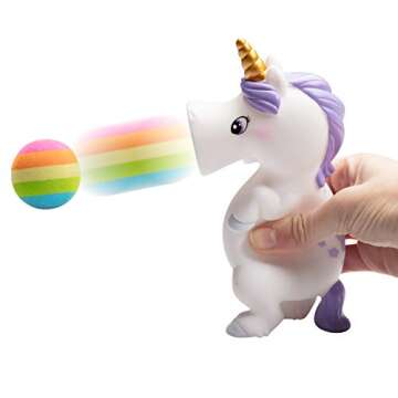 Hog Wild Unicorn Ball Popper Toy - Includes 4 Soft Foam Balls - Squeeze to Pop Air Powered Balls Up to 20 Feet - Launcher Safe for Indoor/Outdoor Play - Party Favor Gift for Kids, Girls, Boys Ages 5+