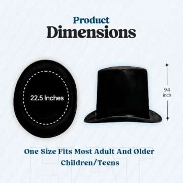 Funny Party Hats Black Top Hat - Victorian Hat for Men - Felt Tuxedo Costume Hat - Coachman Hat - Dress Up Hat