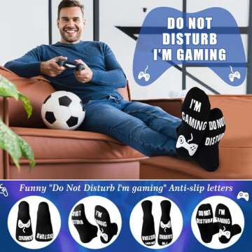 Do Not Disturb I'm Gaming Socks,Christmas Stocking Stuffers Gifts For Men,Gamer Birthday Gifts For Teen Boys,Fathers,Dad,Son