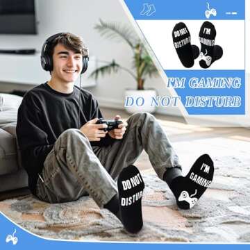 Do Not Disturb I'm Gaming Socks,Christmas Stocking Stuffers Gifts For Men,Gamer Birthday Gifts For Teen Boys,Fathers,Dad,Son