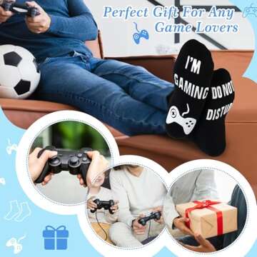 Do Not Disturb I'm Gaming Socks,Christmas Stocking Stuffers Gifts For Men,Gamer Birthday Gifts For Teen Boys,Fathers,Dad,Son