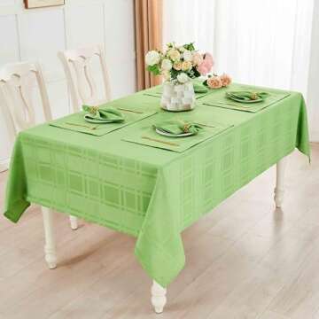 HomeJoy Soild Plaid Jacquard Spring Tablecloth Waterproof Wrinkle Free Table Cloth Elegance Kitchen Dinning Tabletop Decoration 52 x 70 Inch Apple Green