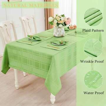 HomeJoy Soild Plaid Jacquard Spring Tablecloth Waterproof Wrinkle Free Table Cloth Elegance Kitchen Dinning Tabletop Decoration 52 x 70 Inch Apple Green