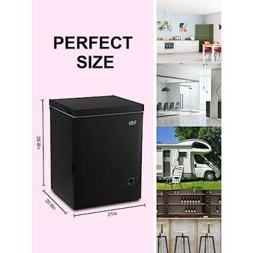 KRIB BLING 3.5 cu.ft Adjustable Thermostat Chest Freezer with Removable Storage Basket for House Kitchen Garage Basement Black