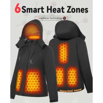 Women Graphene Heated Jacket Electric Warming Coat Winter Outdoor Sport Training Must Haves Camping Essentials Hunting Accessories Skiing Stuff Hiking Gadgets Fishing Necessities Snowmobile Equipment