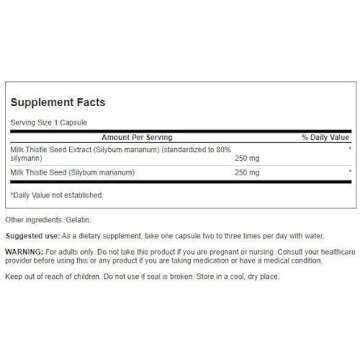 Swanson Milk Thistle - 100 Capsules - Herbal Liver Support Supplement for Overall Health and Wellbeing