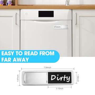 Dishwasher Magnet Clean Dirty Sign, Slide Strong Clean and Dirty Magnet for Dishwasher, Non-Scratch, Easy to Read, Universal Optional Adhesive Dishwasher Magnet Indicator