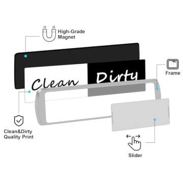 Dishwasher Magnet Clean Dirty Sign, Slide Strong Clean and Dirty Magnet for Dishwasher, Non-Scratch, Easy to Read, Universal Optional Adhesive Dishwasher Magnet Indicator