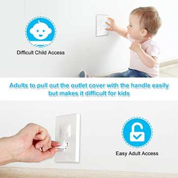 Mom's Choice Gold Awards Winner - Outlet Covers with Hidden Pull Handle Baby Proofing Plug Covers (45 Pack) 3-Prong Child Safety Socket Covers Electrical Outlet Protectors Kid Proof Outlet Cap